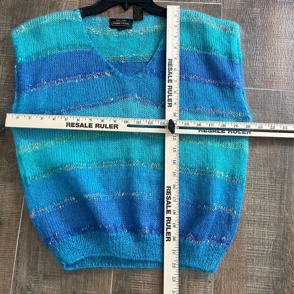 Jeanne Pierre Mohair Blue Stripe Vest Size Large